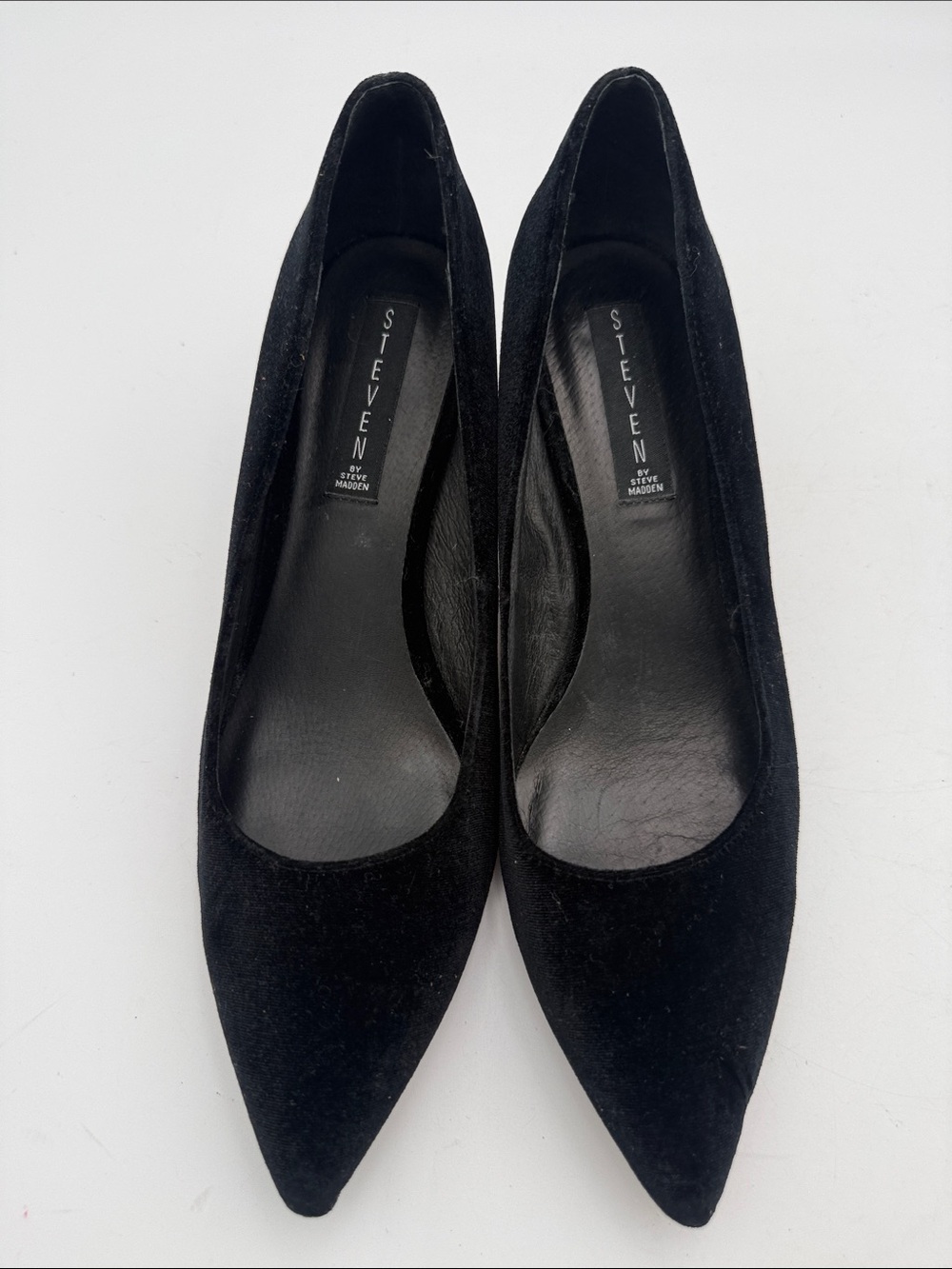 STEVEN by Steve Madden Black Suede Pointed Toe Block Heel Pumps women 10M office - Picture 3 of 12